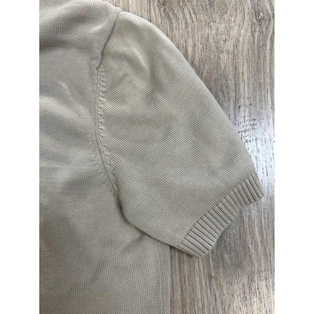 Brooks Brothers Silk Cotton Short Sleeve Sweater Beige Tan Crew Neck Womens Med - Picture 3 of 6